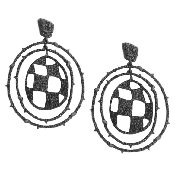 ALEXIS BITTAR Checkerboard Orbiting Hoop Earrings - Picture 3 of 4